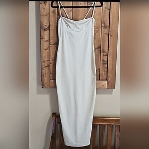 PRETTYLITTLETHING Gold Shimmery Bustier Spaghetti Strap Maxi Dress Size 8